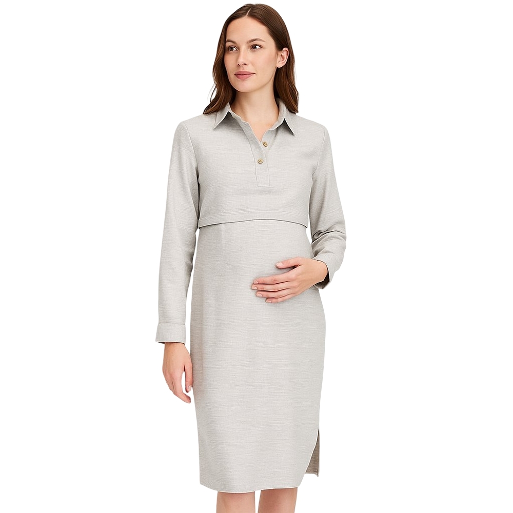 ROOLEE Mom Maternity Dress Womens Small Gray Long Sleeve Nursing Friendly